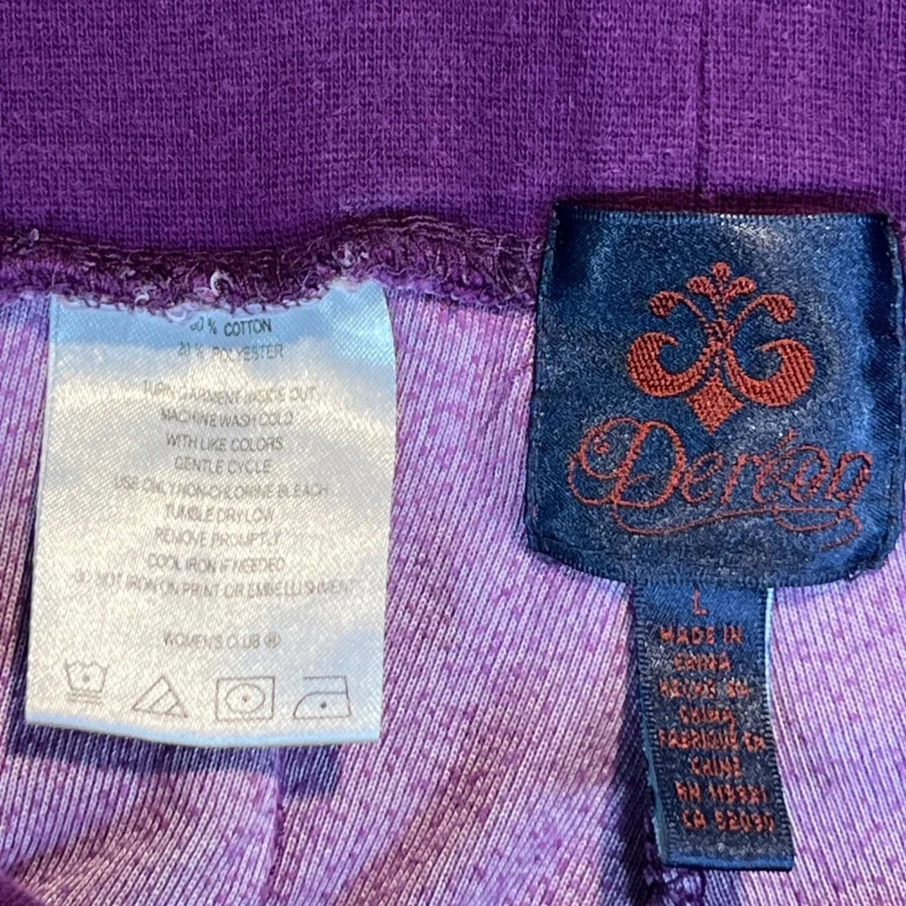 Derion Womens Purple Velour Wide Leg Track Pants‎ Y2K Flare Lounge Size Large